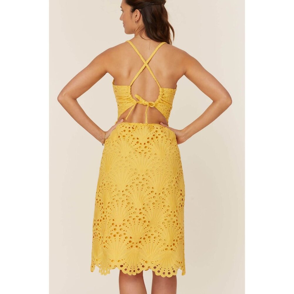 Andie Swim The Roatan Midi Dress Womens Small Pineapple Cotton Eyelet Lace Lined - Picture 9 of 16